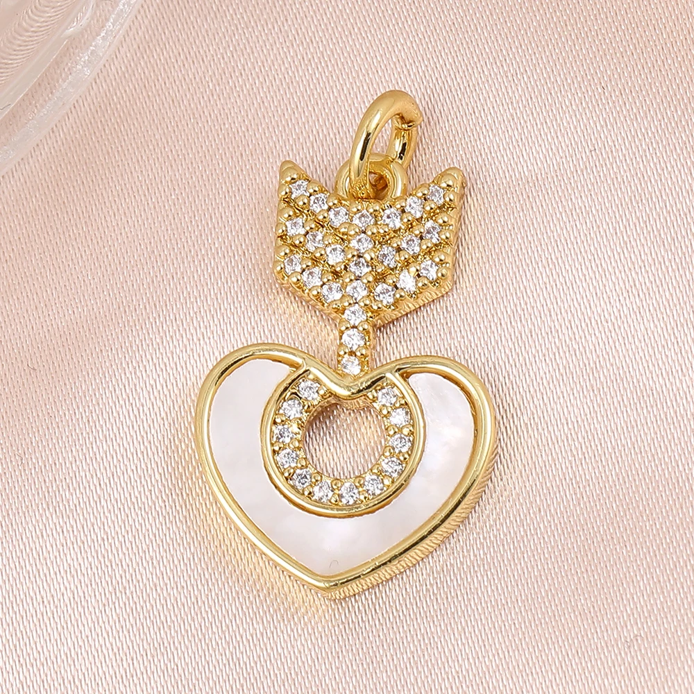 5 Pcs DIY Creative Mixcolor Shell Charm Pendant For Neckalces Making Cubic Zirconia Necklace Pendants DIY Jewelry Accessories
