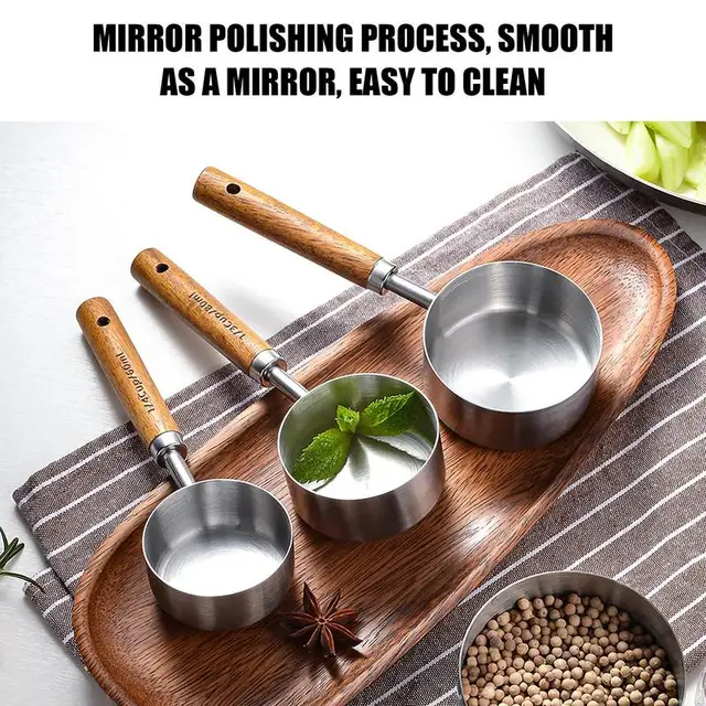 Mérő Csészék Beállítva Egymásra Rakható Fém Kanál Kezelése Kanálkészlet Diy Sütemény Sütőpor Konyhai Főzés - Image 3