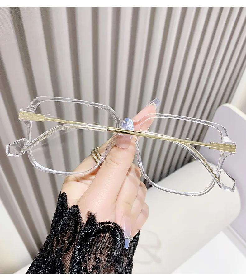 Lichtempfindliche Farbwechsel-Anti-Blaulicht-Brille ohne Make-up, großer Rahmen, Myopie-Brille, fertige Myopie-Brille 6022 – Detail 10