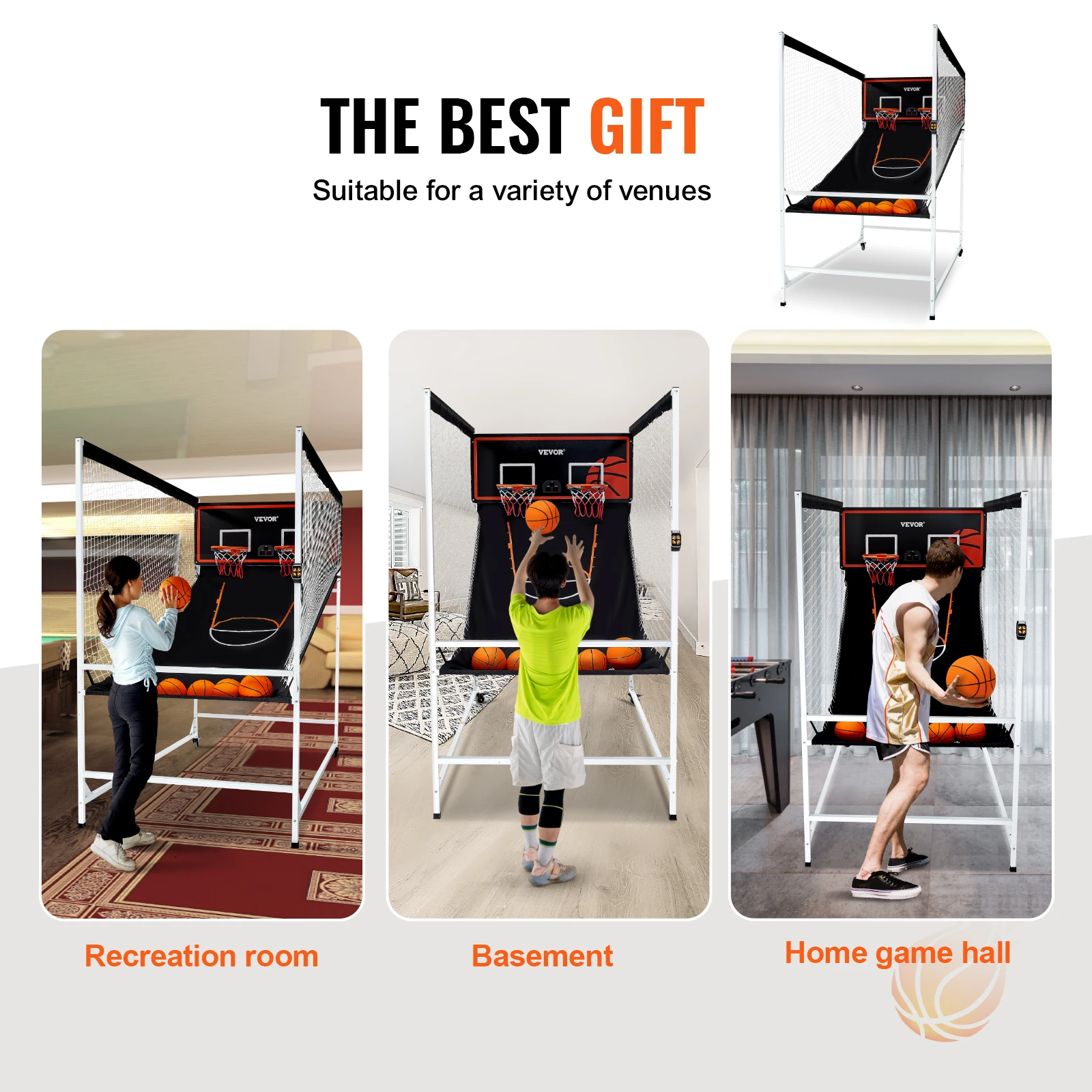 Indoor Basketball Game with Electronic Scoreboard for Kids and Adults