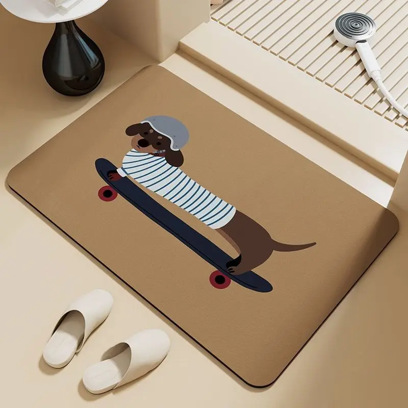 Tappetino assorbente per cuccioli bassotto, fango diatomee, porta del bagno, poggiapiedi, WC antiscivolo, porta del WC, simpatico poggiapiedi - immagine 5