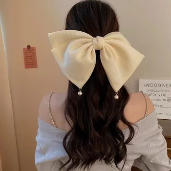 Fashion Solid Color Big Bow Hairpins For Girl Popular Hair Clip Ponytail Clip Elegant Fabric Hair Accessories ACCESSORI FOR GIRL 1