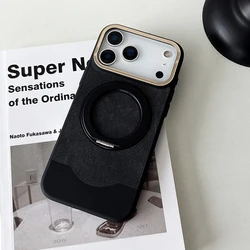 Sleek Aluminum Alloy Stand Magnetic Phone Case with Shockproof Splicing Design - iPhone 15 (Black)