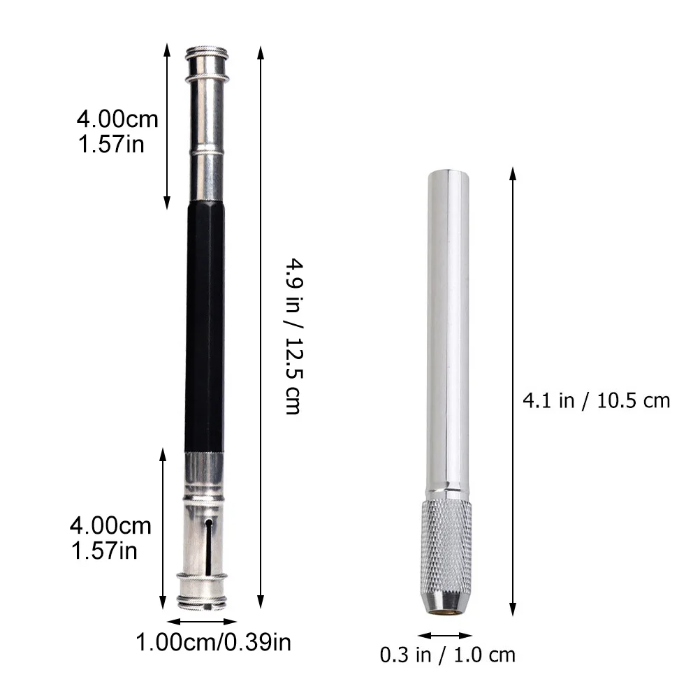 3pcs Pencil Holder Silver Pencil Extension Single for Colored Pencils Tools School Supplies Stainless Steel 2