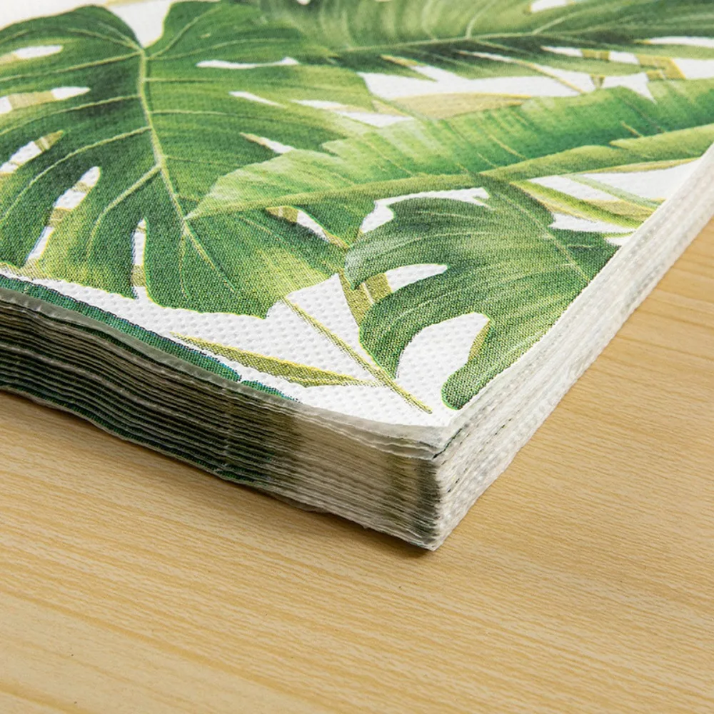 40PCS Table Decoration Disposable Flower Printed Paper Napkin Thickened Double Layer Paper Towels Square Soft Tissue Wedding