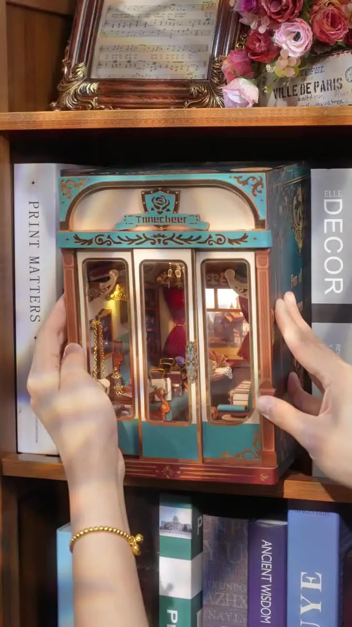 DIY деревянный книжный уголок европейские путешествия поезд кабина фигурки