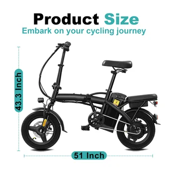 14-inch electric bike, easy to fold, adult commuter electric bike, 500W motor, removable battery, 20-mile maximum range 4
