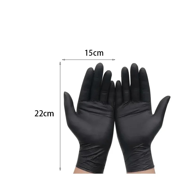 Disposable Black Gloves 100pcs Suitable for Kitchen Cleaning Tattoos Hair Dye Dishwashing Waterproof and Oil Resistant Gloves