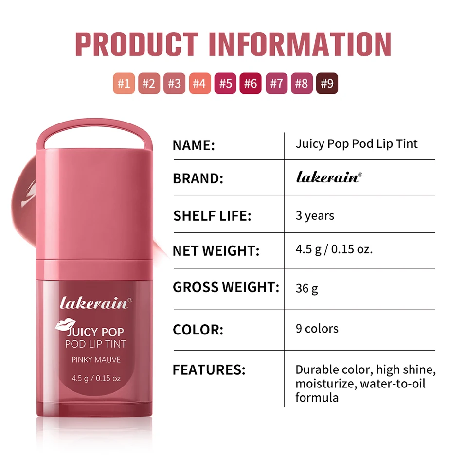 Juicy Hydrated Lip Tint Buildable Glossy Finish Ceramide Peptide Water-to-oil Formula Long-lasting Color Buckle Design Lip Tint S2a3d8b12a05d4eb9aa572eff1f2e4f5ak