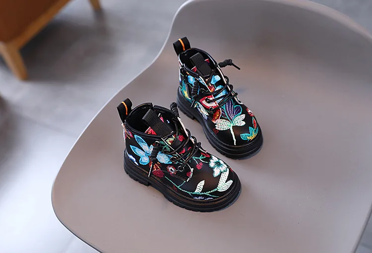 Children's Boys Girls Spring Autumn Print Kids British Style Casual Boots Soft Non-slip Wear-resistant Kid's Shoes_voghion.com