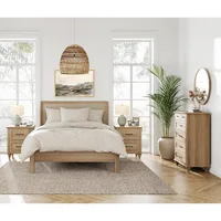 Set of 2 End Tables with Charging Station,2 Drawer Wooden, Nightstands 2