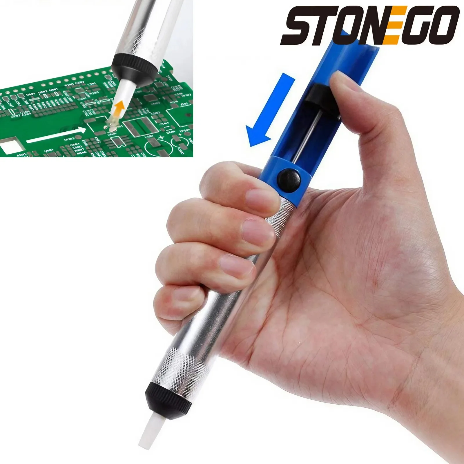 Desoldering Tool STONEGO Aluminum Metal Suction Pump Tin Gun Welding Pen Suction Cup Vacuum Removal Soldering Iron desoldering suction pump desoldering pump tin pump electrothermal solder sucker desoldering tool vacuum sucking pen soldering iron