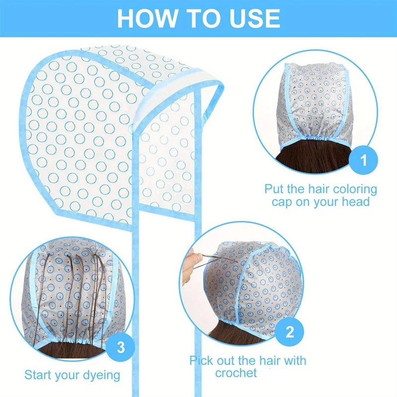 1/3Pcs 헤어 하이라이팅 프로스팅 캡 헤어 염색 캡 플라스틱 후크가 있는 일회용 하이라이트 염색 모자 미용 컬러링 도구