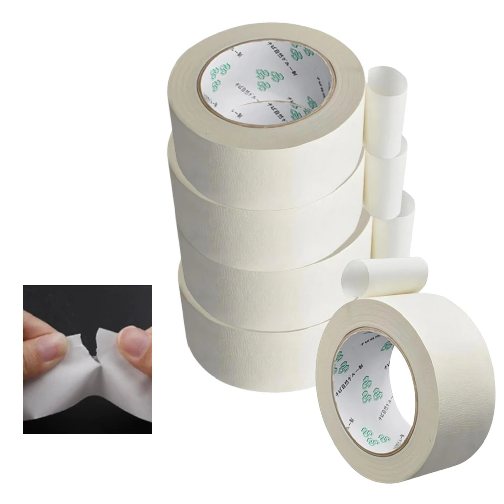 다용도 마스킹 테이프 50mm*50m 쉽게 떼어낼 수 있는 잔여물 없는 쓰기 가능 단면 종이 접착 테이프 (페인팅, 라벨링, 아트용)