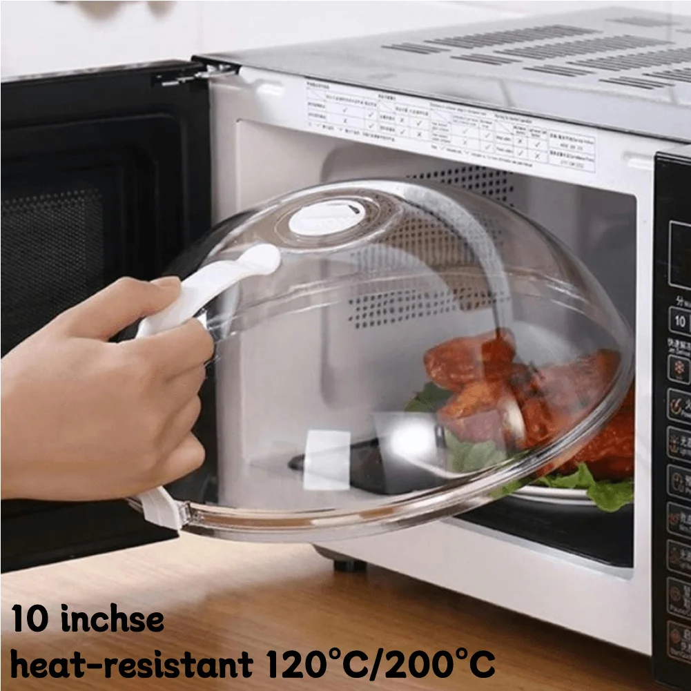 Microwave Food Cover Microwave Dust Cover Clear Splatter Cover Plastic 10 in Microwave Plate with Steam Vents