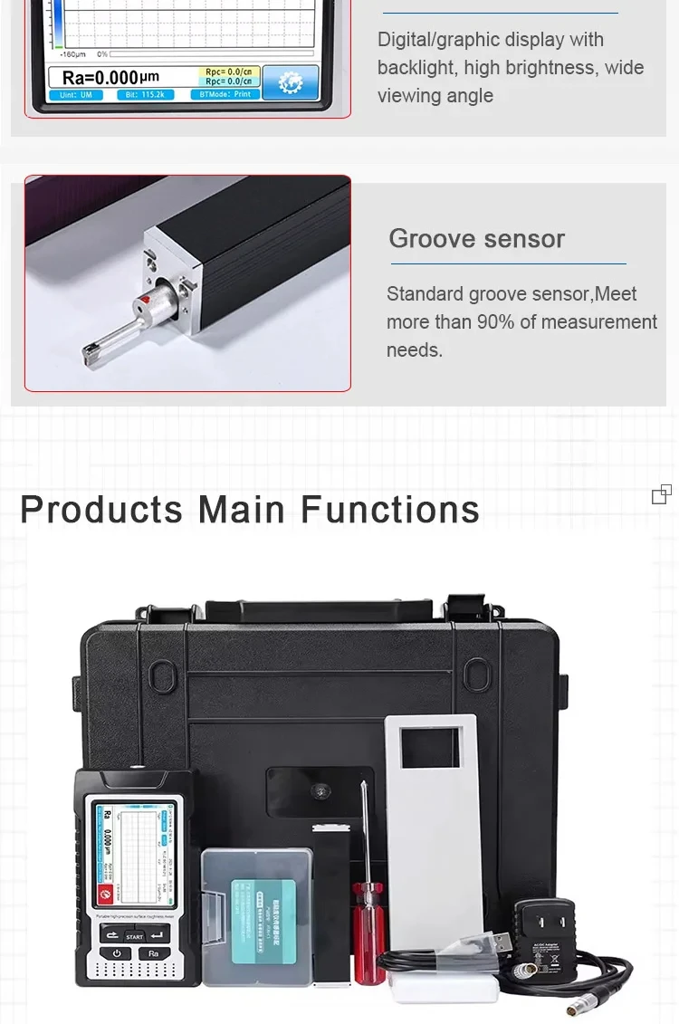 0.001um Precision Digital Graphic Surface Roughness Tester Touch 160μm Surface R