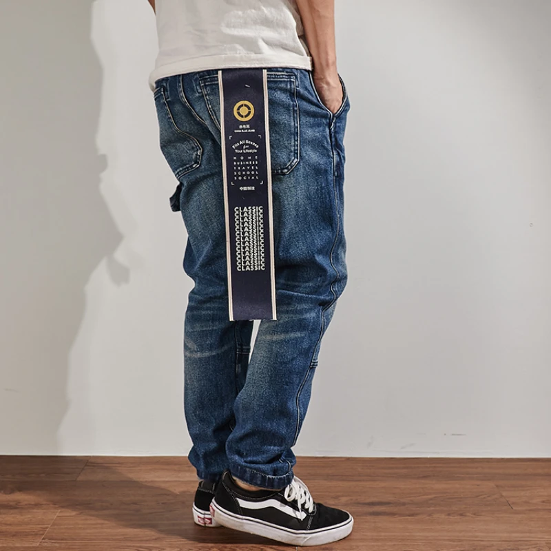 Thickened autumn and winter American heavy retro jeans men's straight tooling New Amikaji thickened stretch pants