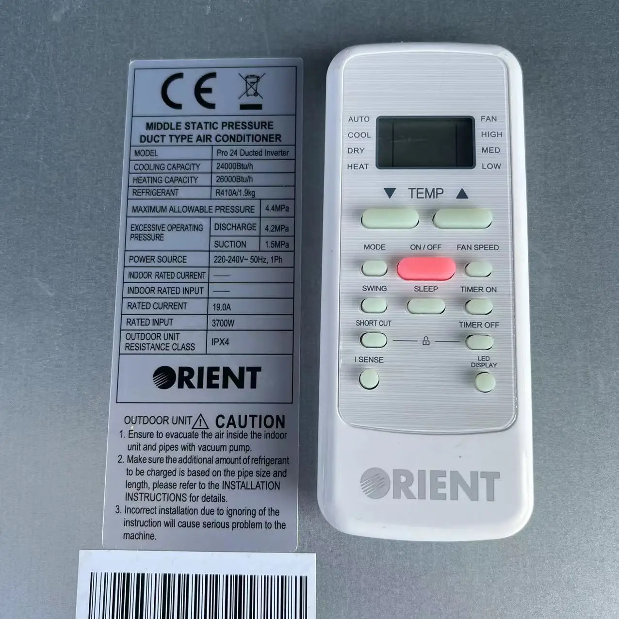 Ceiling Concealed Ducted Type Air Conditioner Orient 18000btu 24000btu 36000btu 48000btu DC Inverter Heat Pump 220V 50HZ R410A 6