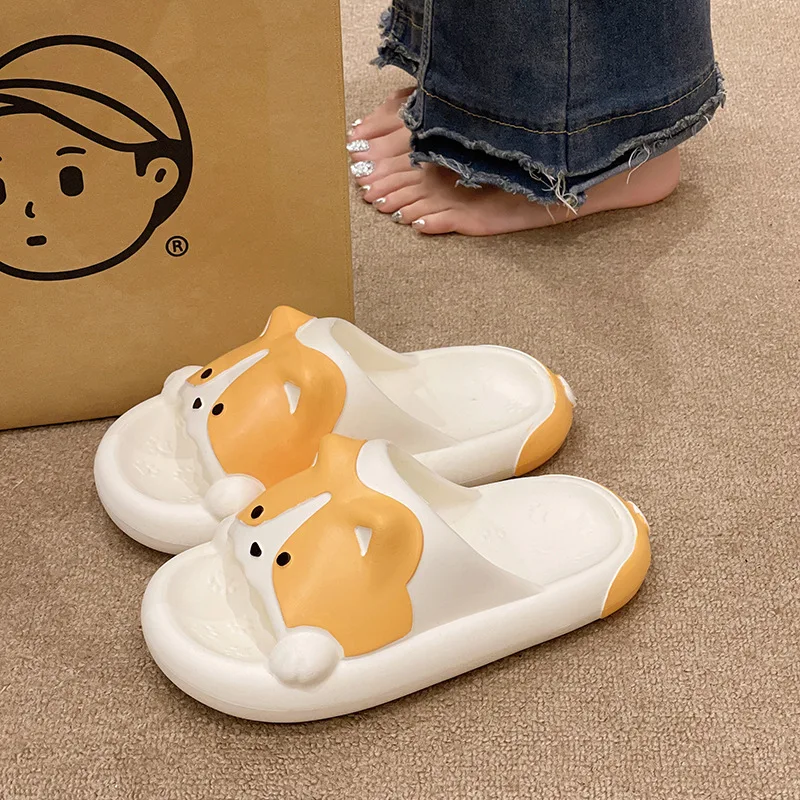 Cartoon Corgi Slippers For Women Summer Sandals Cute For Outdoor And Indoor Bathroom Home Slippers Soft Bottom Anti Slip 4