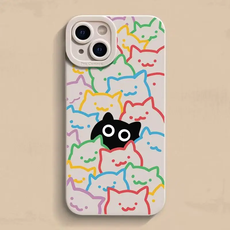 Stylish Black Cat Print Phone Case