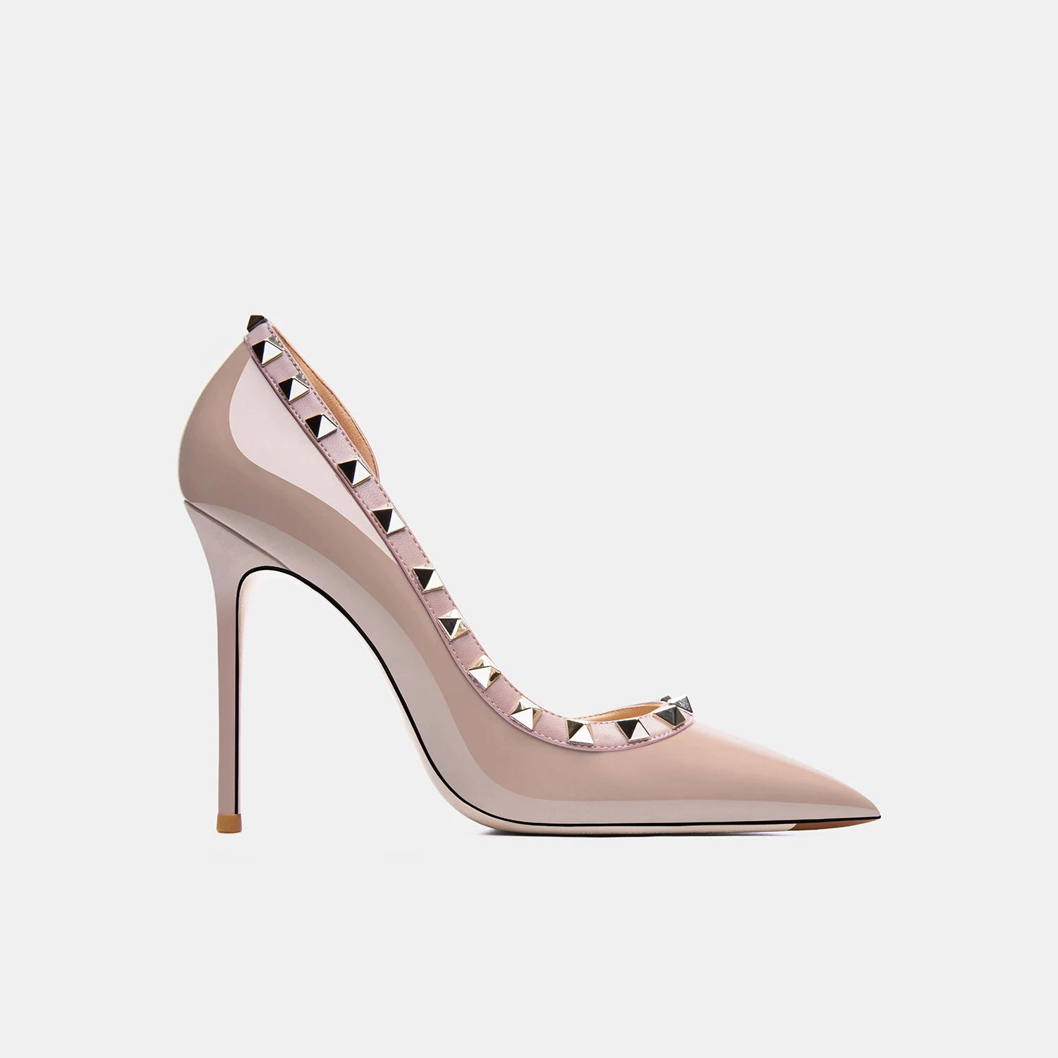 

Genuine Leather 2023 Women High Heels Shoes Brand Rivets Pumps Pointed Toe Thin Heel Sexy Wedding Shoes Party Shoes Ladies 43