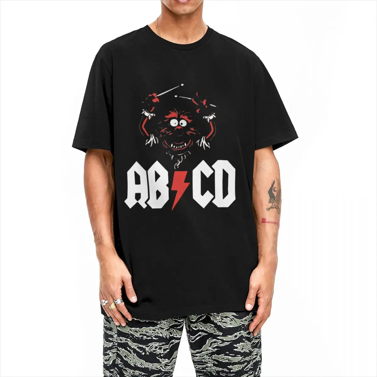 Animal Drummer ABCD The Muppets Show Men Women T Shirts Crazy Tee Shirt Crew Neck T-Shirt Pure Cotton Graphic Printed Clothing