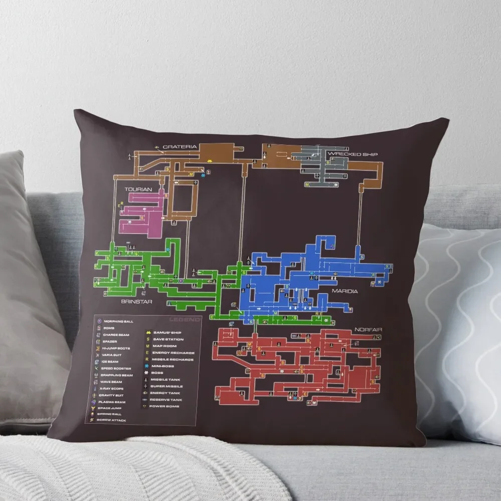 Super Metroid Map Throw Pillow Christmas Covers Cuscini Da Letto