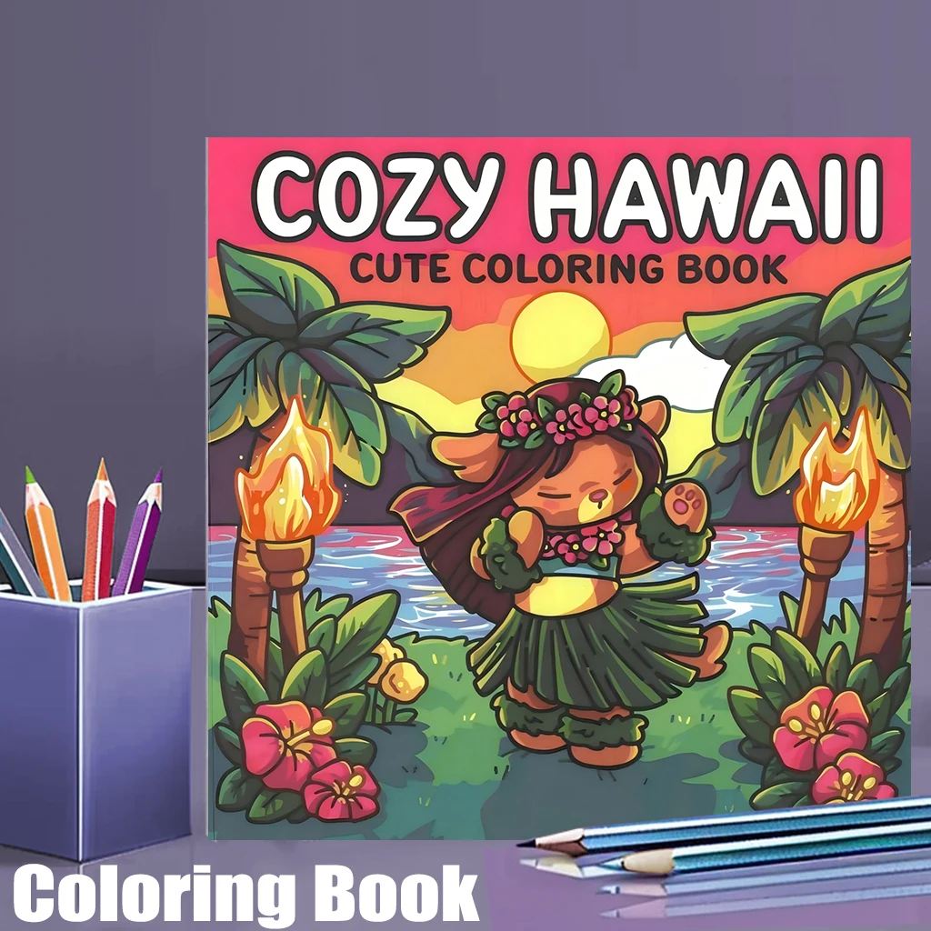 28-seitiges Malbuch im Hawaii-Stil für Erwachsene |   Malbuch, Zeichenzubehör für Weihnachten, Thanksgiving