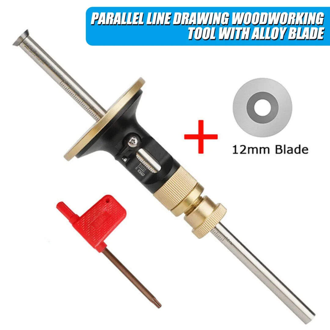 European Style Wheel Marking Gauge Woodworking Marking Scriber Solid Metal Bar Wood Scribe High Precision Blade Scribing Tools