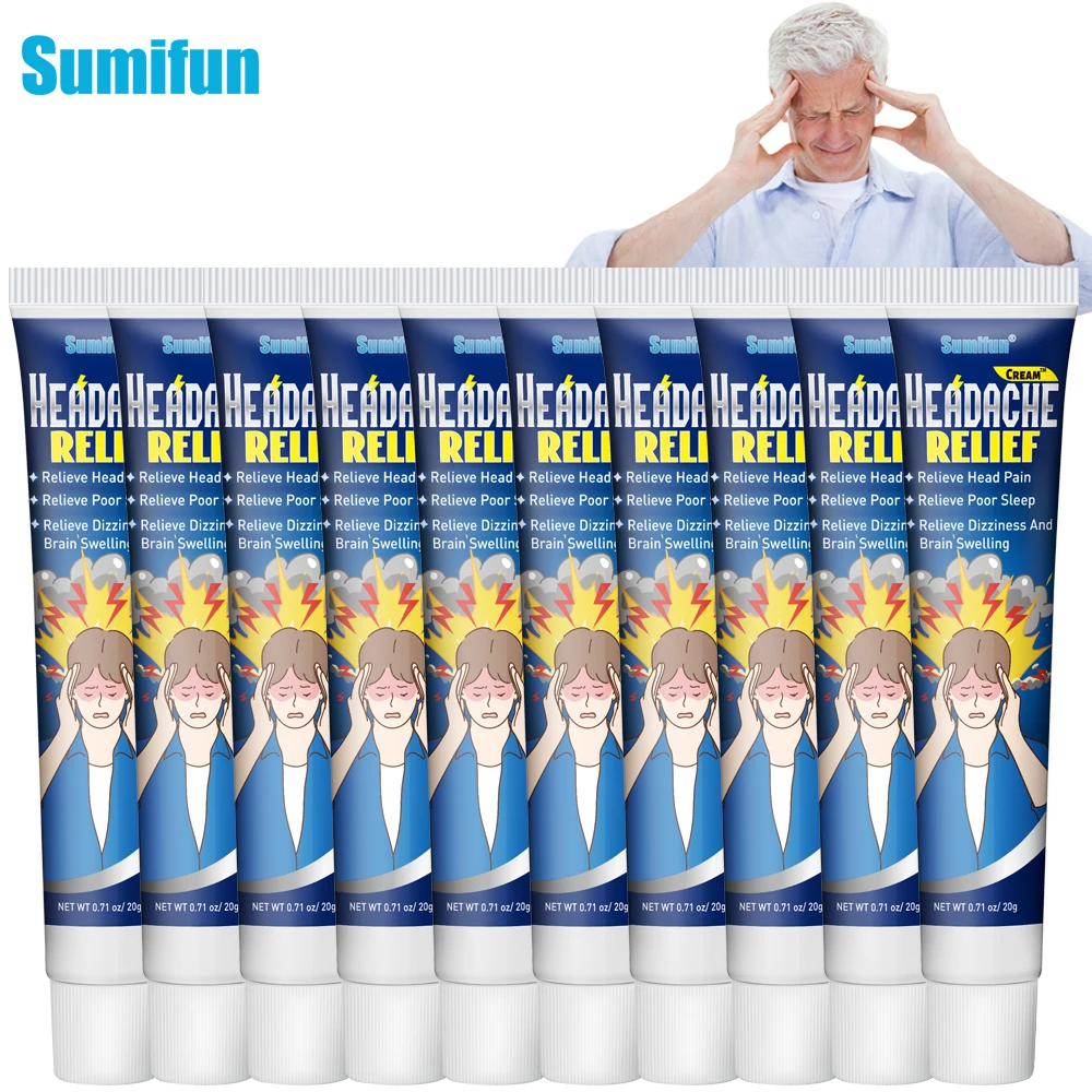

10Pcs Sumifun Headache Relief Cream Migraine Dizziness Treatment Ointment Brain Nerve Relaxation Massage Care Medical Plaster