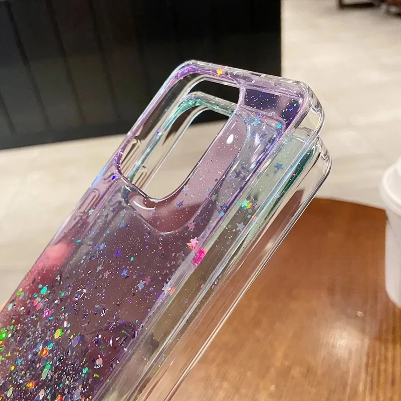 Sparkling Glitter Star Clear Phone Case - Slim and Soft Design