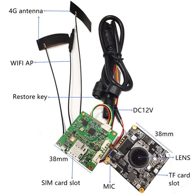 Mini 4G Pinhole Camera CCTV P2P Onvif Audio DIY 3G 4G SIM Camera Module Chip Board 4G Wireless IP Camera P2P For Camhipro 4