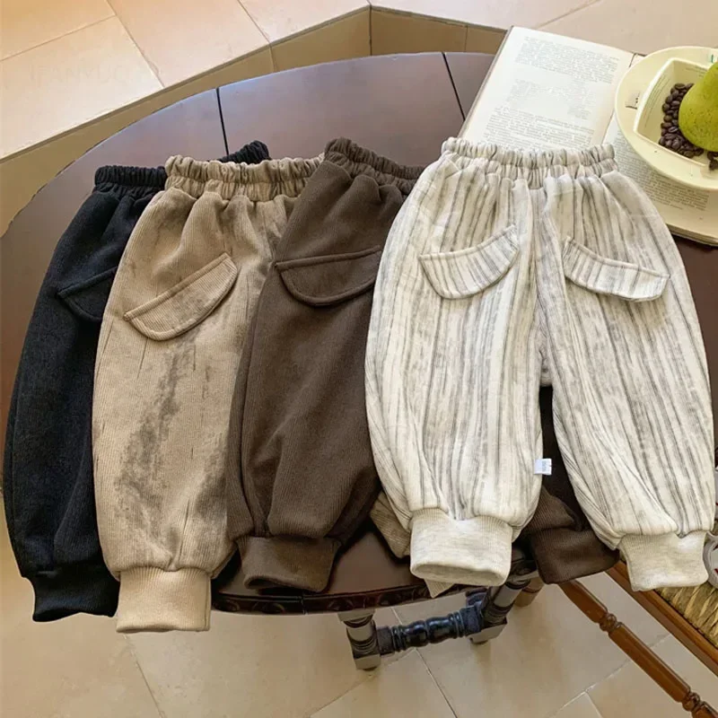 Children Pants Boys Girls Kids Autumn New Versatile Sweatpants Loose Thick Baby Sports Casual Trousers Fashion Toddler Clothing 2
