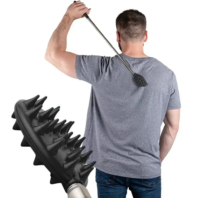 Adjustable Silicone Head Massage Brush Telescopic Back Scratcher Scratching Backscratcher Massager Extendable Itch Hackle