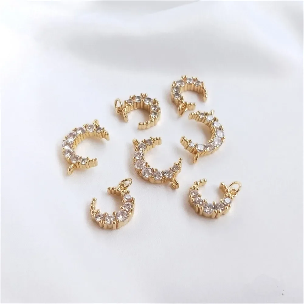 

14K Gold Plated Micro set zircon moon pendant small pendant diy handmade necklace bracelet accessories