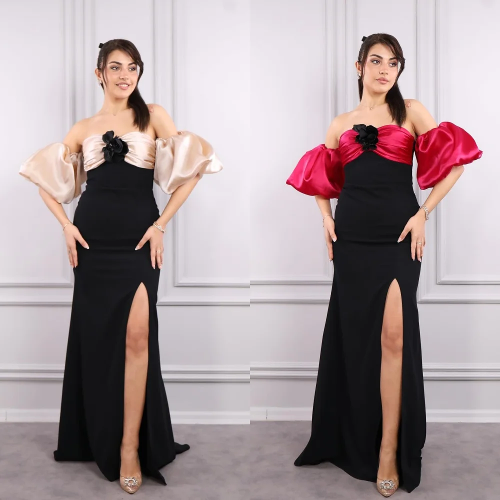 

Jersey Draped Pleat Ruched Birthday A-line Off-the-shoulder Bespoke Occasion Gown Long Dresses