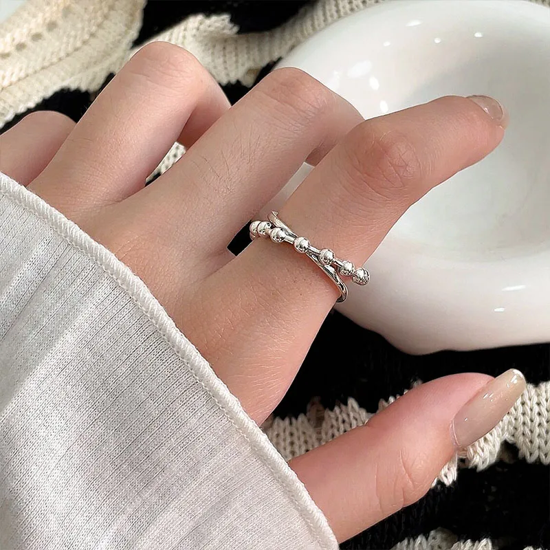 S925 Sterling Silver Pearl Ring Designed by Female Minority Fashion Simple Index Finger Ring Personalized Luxury Jewelry