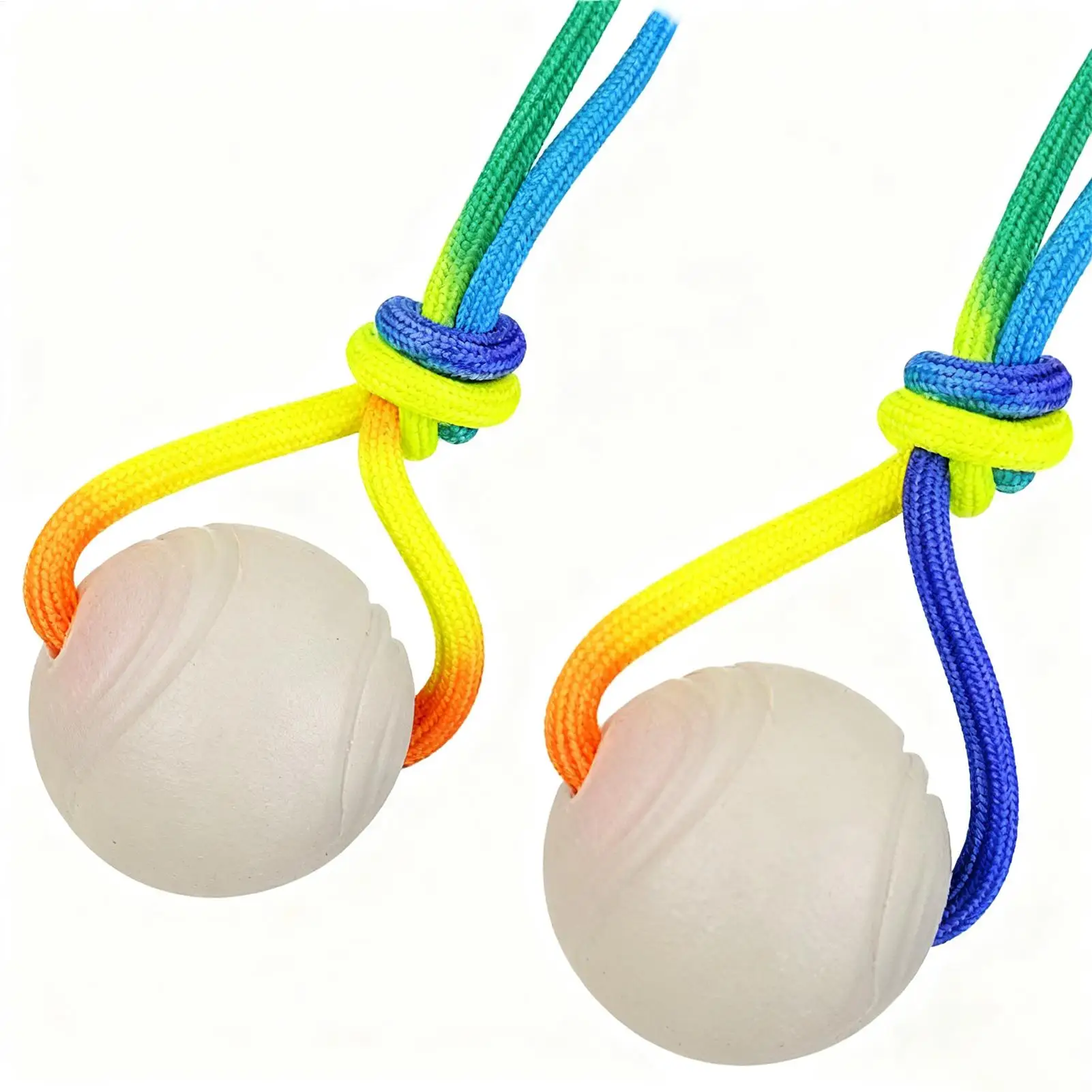 Dog Balls For Aggressive Chewers 2 Pieces Glow Tug Teether With Rope Bouncy Dog Ball For Puppy Small Medium Large Breed Boredom