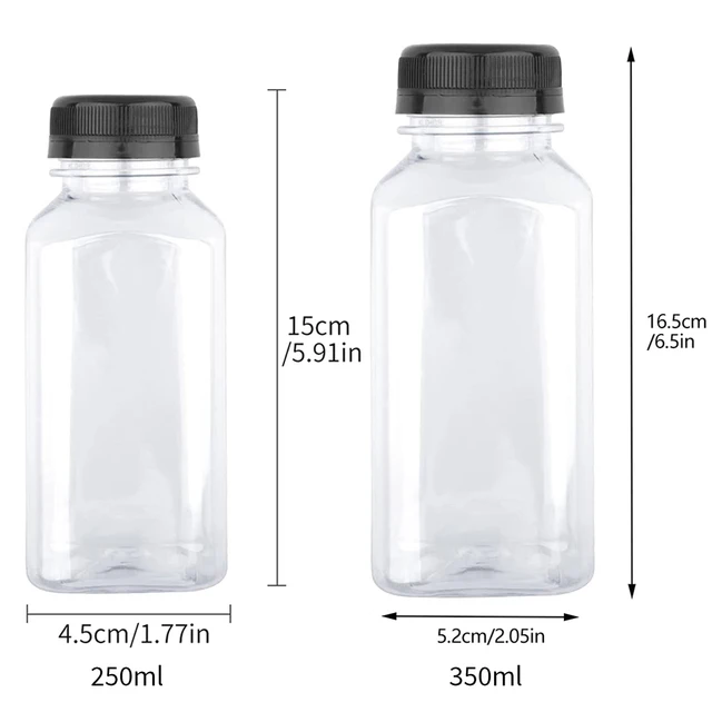 Plastic Juice Bottle 250ml/350ml Empty Bottle with Caps for Juicing Drinks Smoothies 3