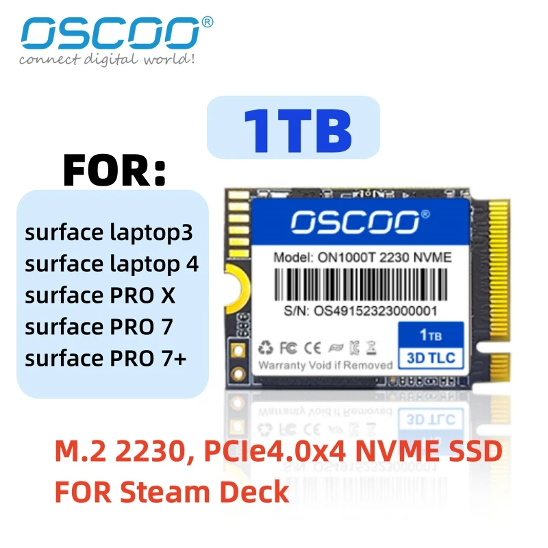 

OSCOO 1TB SSD M.2 2230 Internal Solid State Drive PCIe4.0x4 NVME SSD for Microsoft Surface Pro7+ Steam Deck Factory Price