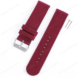Colorful Nylon Watch Strap with Stainless Steel Buckle - Universal Quick Release Band - 18mm (Red - silver thin)