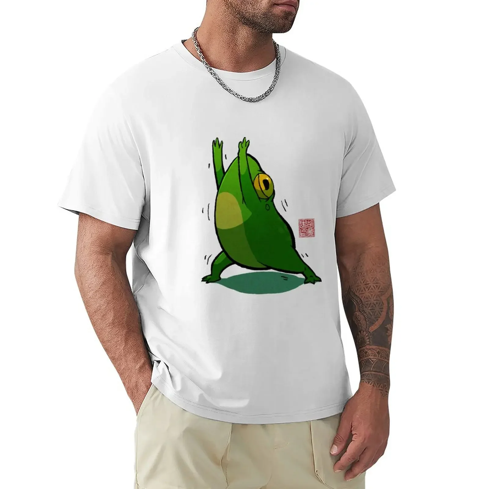 Maglietta Yoga Frog Warrior Pose Sublime Taglie Forti Magliette Semplici Da Uomo