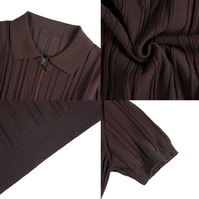 Summer Striped Knitted Polo Shirt for Men Short Sleeve Lapel Knitwear Male Casual Business POLO T-shirts Social Streetwear Tee 13 S2a3ed6dabd08425799529d2935a8ce80L