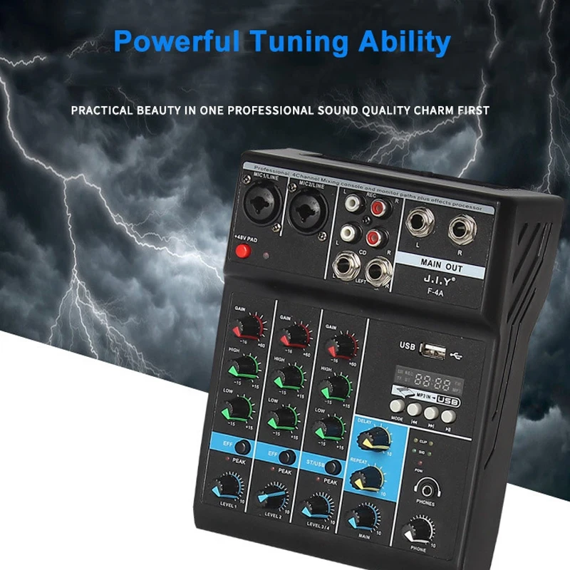 4-Way Mixer Audio Professional Sound With Card Effects Processor Pro Equipment Mixing Console Usb Portable Video Consumer audio mixer,audio processor
