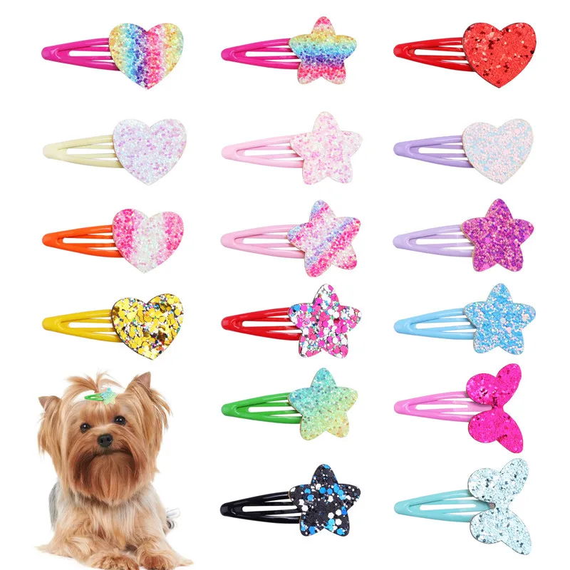 

Pet Dog Hairpin Candy Colors Heart Stars Small Puppy Cat Hair Clips Pet Hair Accessories Dog Hair Grooming