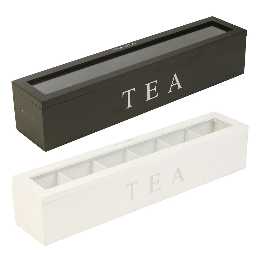Tea Canister Natural Wood Tea Storage Box 5 Compartments Organizer for Tea Bags Dried Flowers Sugar Perfect Home Decor Gift for Love