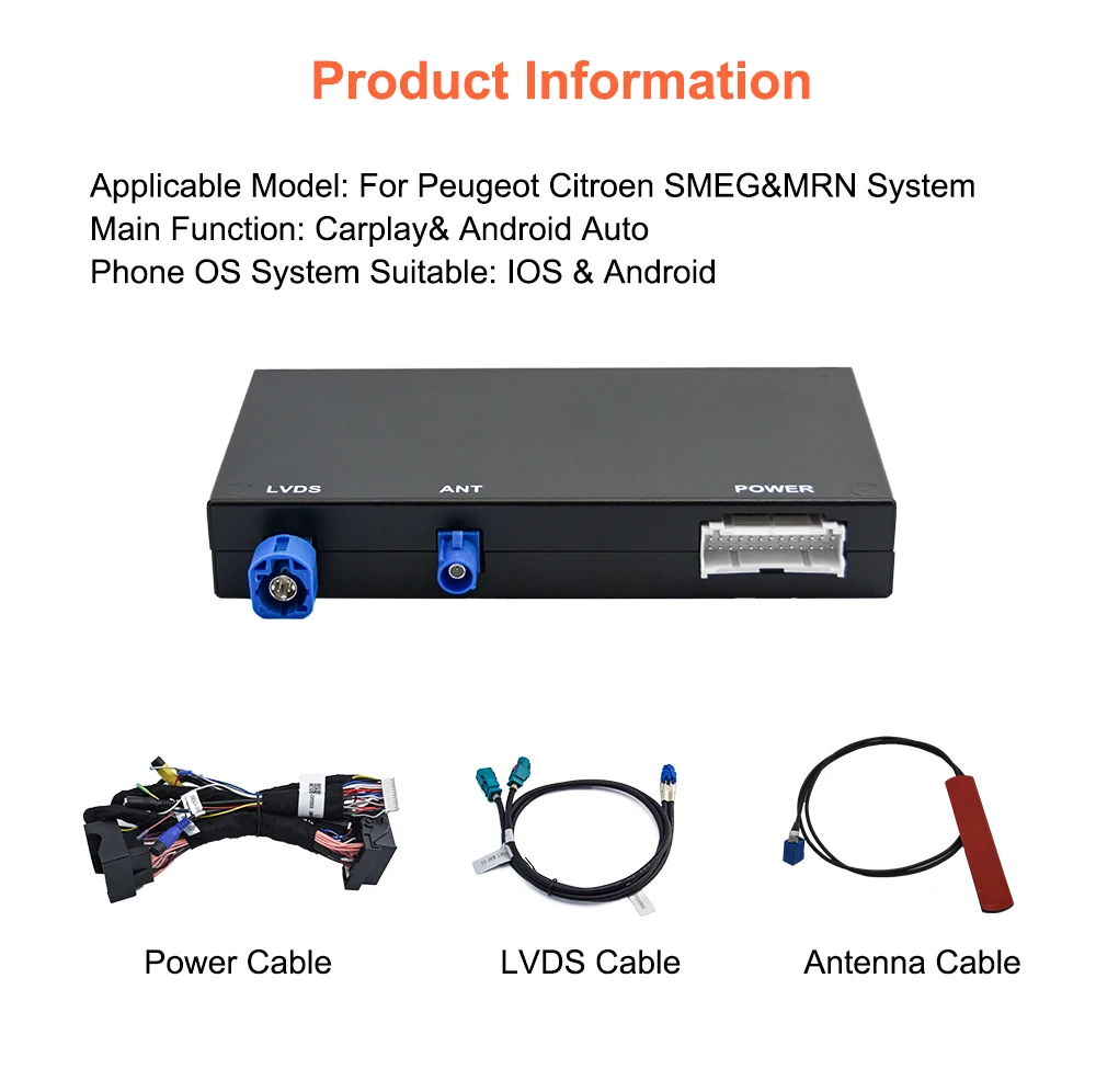 Bonroad Wireless Carplay Modul für Peugeot Citroen SMEG SMEG+ Picasso C4 C5 DS4 DS3 308 508 208 3008 Android Auto Interface – Detail 13