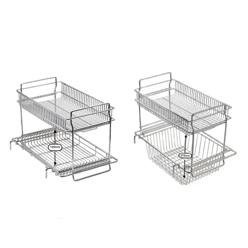 キャンプ用二重層igt排水バスケット、ハンギングラック、側面拡張