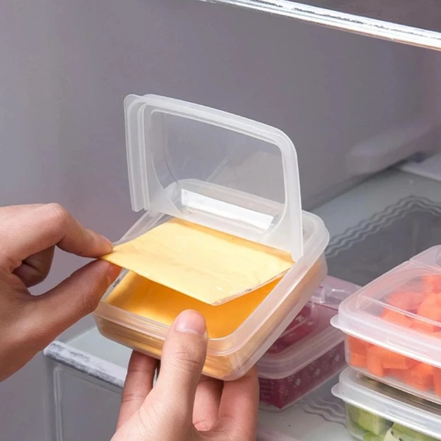 2pc Sliced Cheese Container For Fridge With Flip Lid Clear Top Food Storage  Box