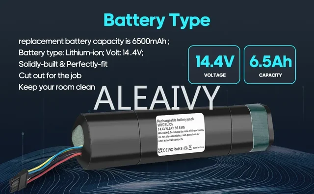 Batteria 6500mAh 14.4V Per Neato Robotics D3, D4, D5, D6, D7 - Ricambio 205-0011, 945-0225 - Foto 2